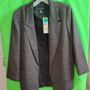 Evan Picone Black Label Women's Houndstooth Blazer - Black and Gray